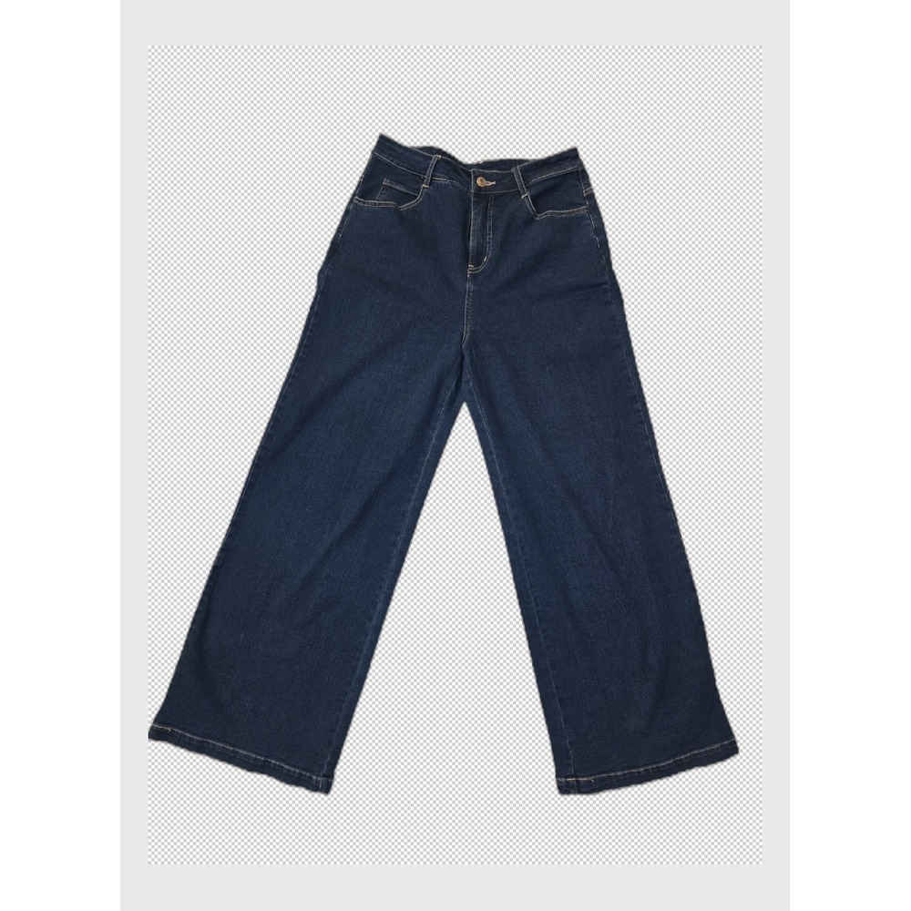 Entro Women Dark Wash High Rise Wide Leg Jeans Size M 27"
